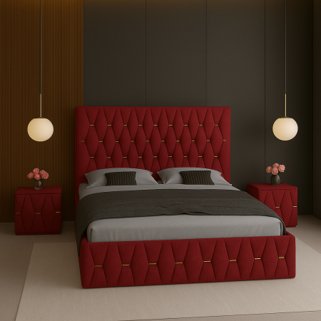 SET PAT CU NOPTIERE - Set Pat Maldive Cu Noptiere Tapițate 160x200