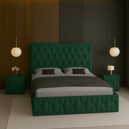 SET PAT CU NOPTIERE - Set Pat Maldive Cu Noptiere Tapițate 180x200