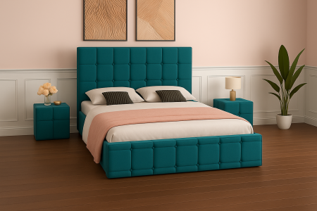 SET PAT CU NOPTIERE - Set Pat Regal cu Noptiere Tapițate 180x200