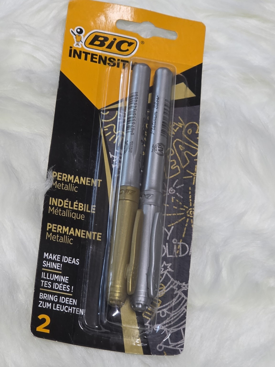 Markere permanente BIC Intensity Metallic – Auriu & Argintiu, set 2 bucăți [2]
