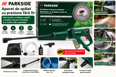 CASĂ& GOSPODĂRIE - Aparat de spălat cu presiune fără fir PARKSIDE – 25 bar