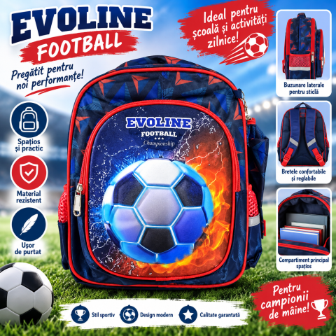 RECHIZITE ȘCOLARE - Ghiozdan școlar băieți EVOLINE Football