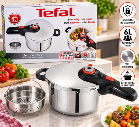 BUCĂTĂRIE - Oală sub presiune Tefal Secure Click – 6 L