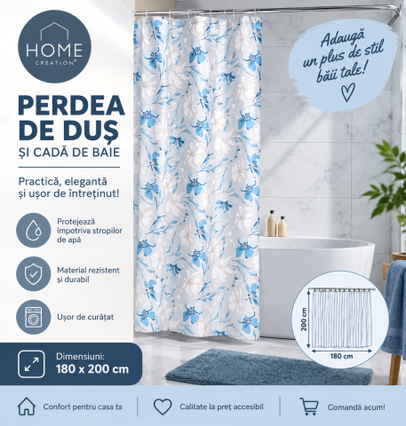 CASĂ& GOSPODĂRIE - Perdea de duș și cadă de baie Home Creation