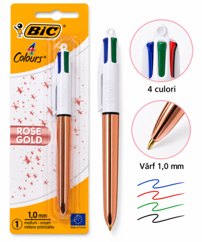 RECHIZITE ȘCOLARE - Pix BIC 4 Colours Rose Gold