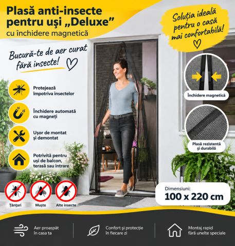 CASĂ& GOSPODĂRIE - Plasă anti-insecte pentru usi "Deluxe"