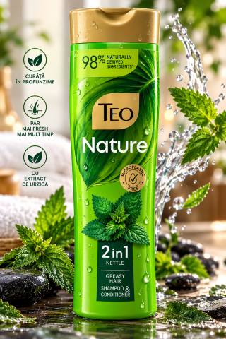 FRUMUSEȚE & ÎNGRIJIRE - Șampon Teo Nature 2în1- Urzică 350ml