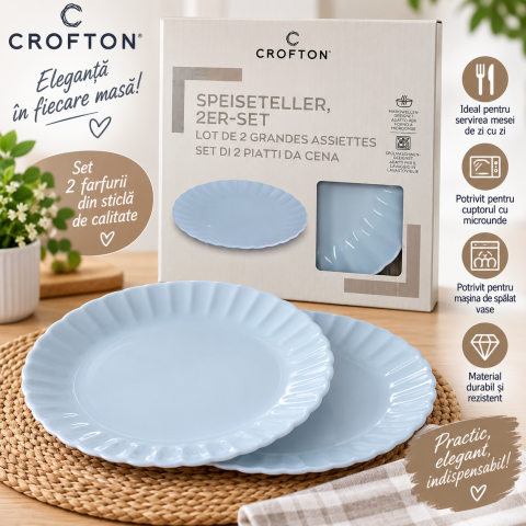 BUCĂTĂRIE - Set 2 farfurii pentru cină Crofton – bleu