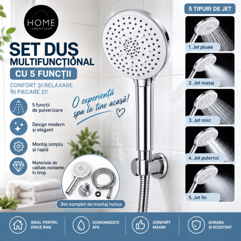 OUTLET - Set duș multifuncțional cu 5 funcții – Home Creation