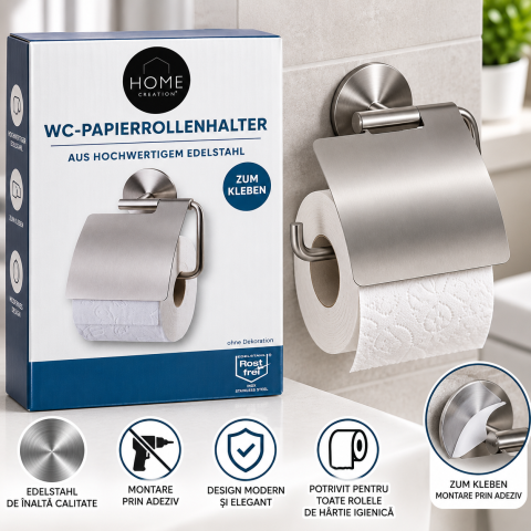 CASĂ& GOSPODĂRIE - Suport pentru hârtie igienică cu adeziv-Home creation
