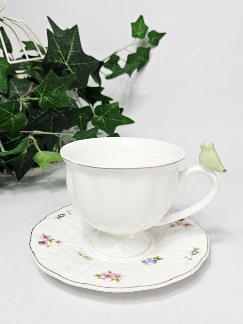 Set ceasca si farfurie Bird Green [2]