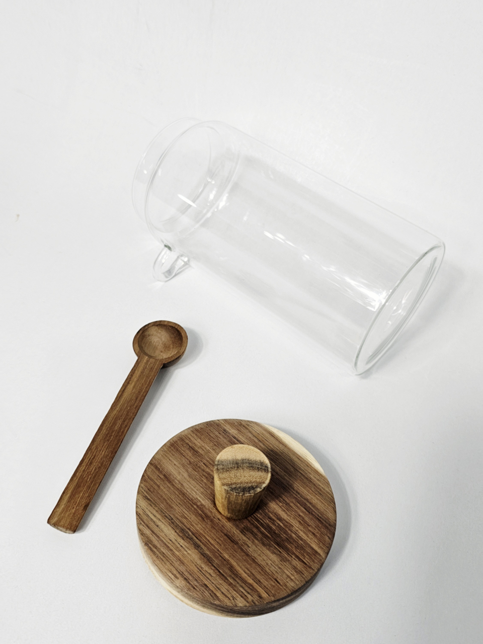 Recipient condimente din sticlă borosilicată cu capac și linguriță din lemn [3]