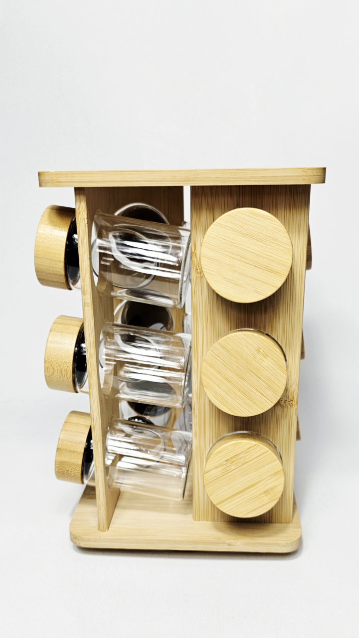 Set recipiente condimente cu suport bambus [4]