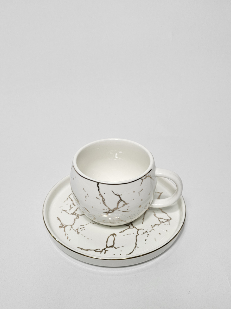 Set cești cafea ceramică albă cu model marmorat, 12 piese [2]