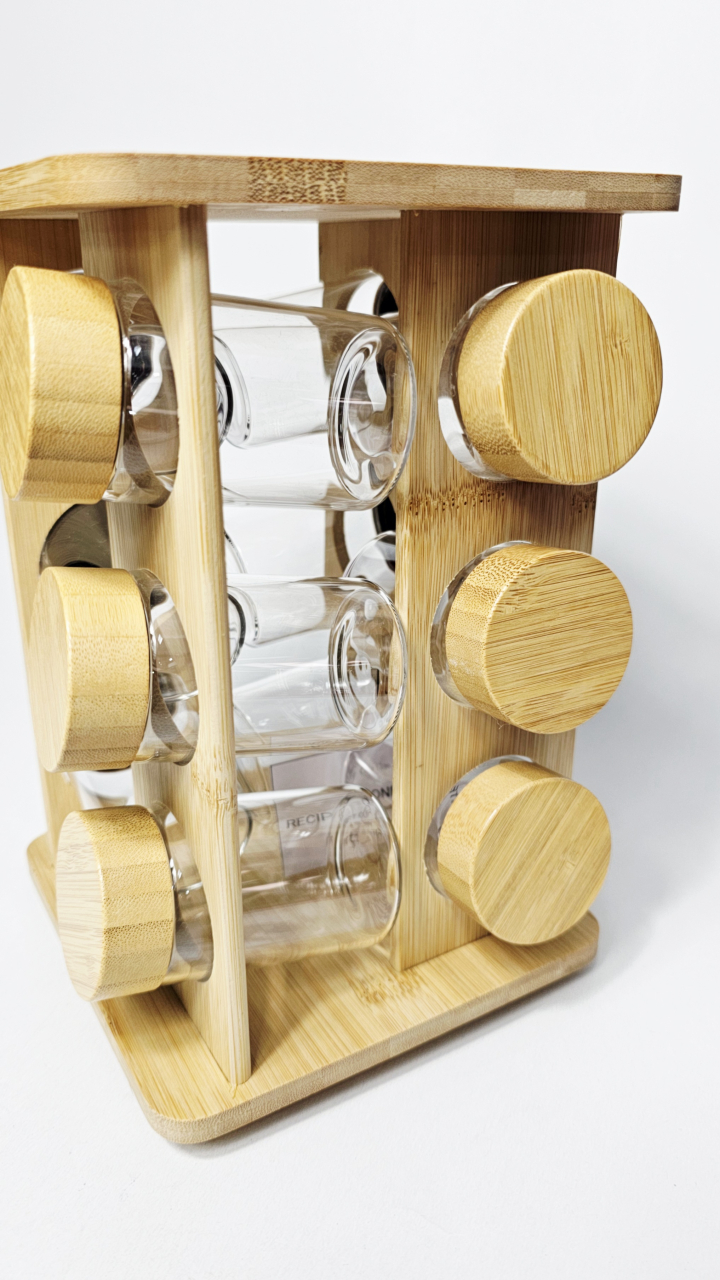 Set recipiente condimente cu suport bambus [3]