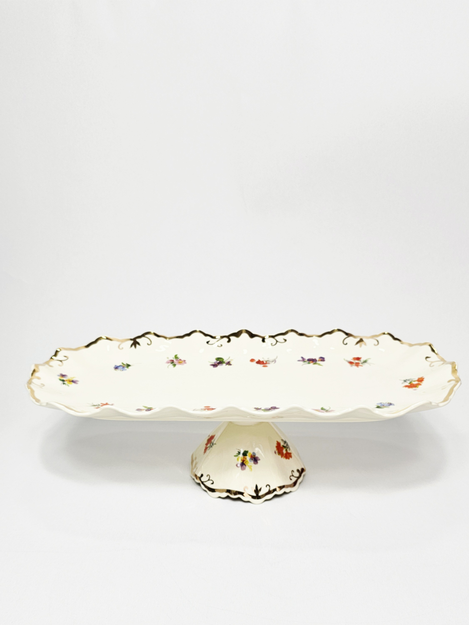 Platou pe picior din ceramica – decor floral [4]