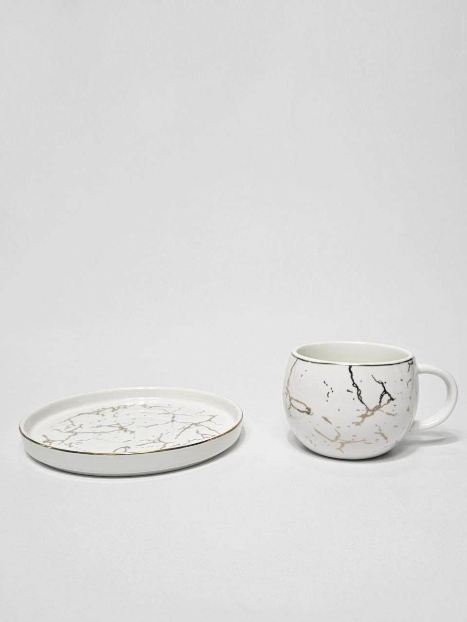 Set cești cafea ceramică albă cu model marmorat, 12 piese [3]