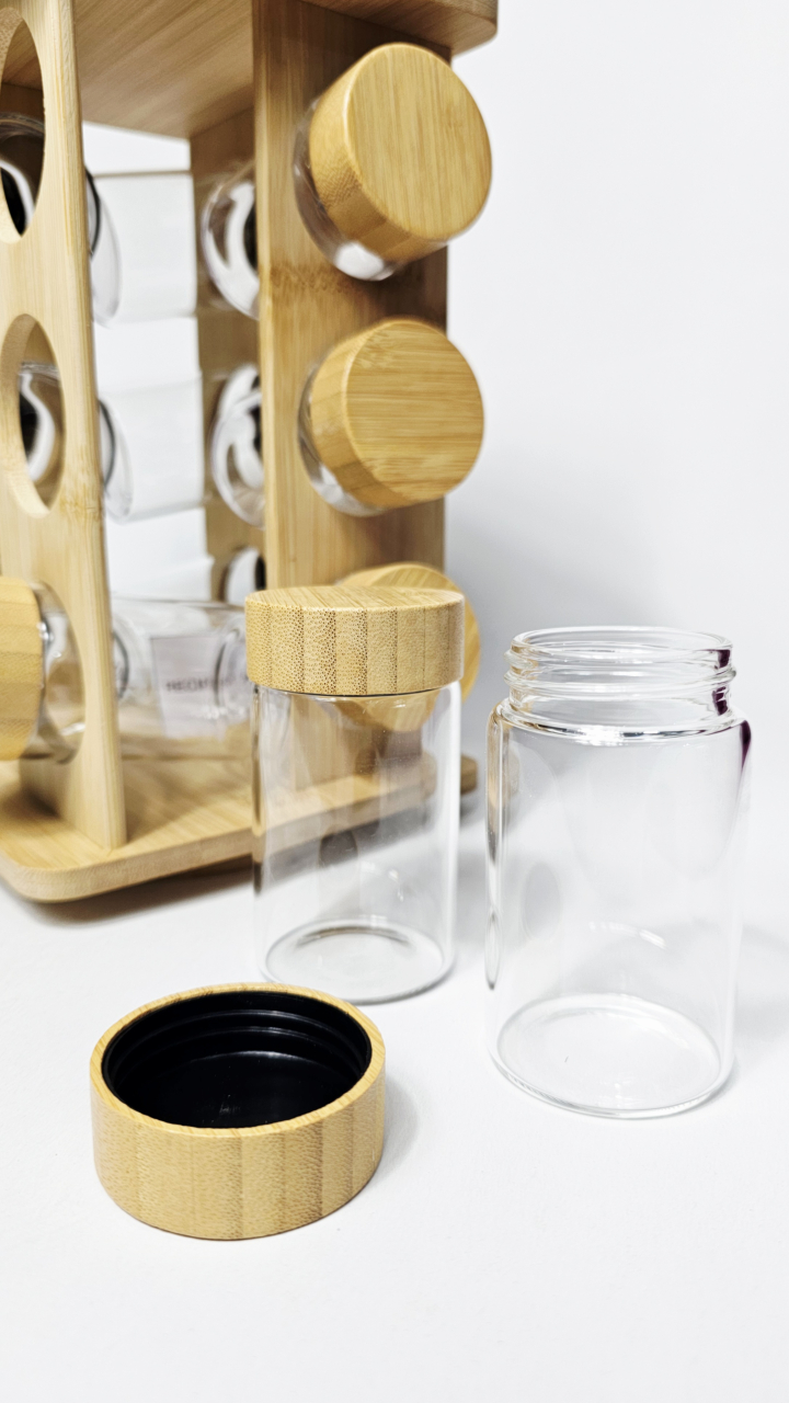 Set recipiente condimente cu suport bambus [1]