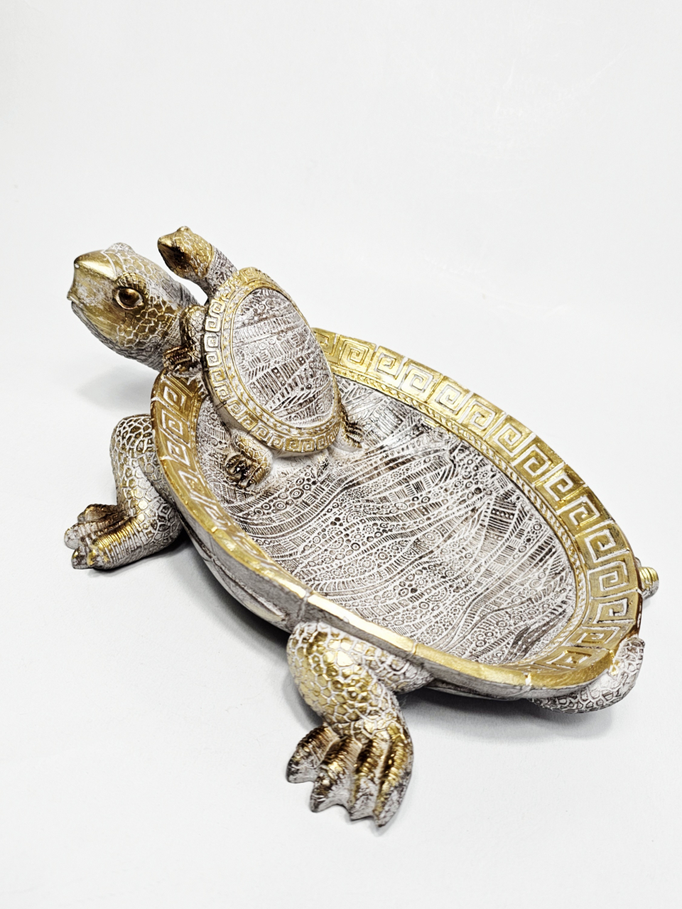 Decorațiune țestoasă cu suport, finisaj auriu și argintiu, simbol Feng Shui [4]