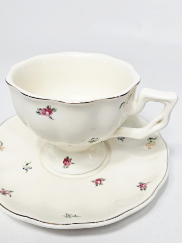 Ceașcă ceramică 200 ml cu farfurioară – Model floral clasic [3]