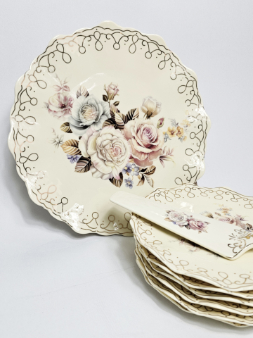 Platouri - Set farfurii desert + paletă tort