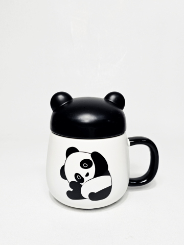Pahare si cani - Cană ceramică 400 ml Panda cu capac