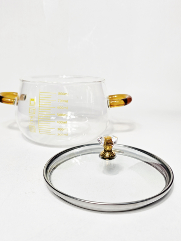 Oală borosilicată 800 ml cu capac [1]