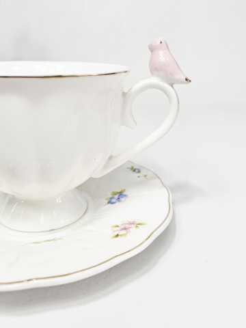 Set ceasca si farfurie Bird Pink [2]