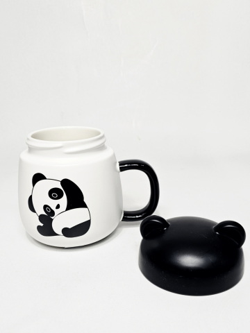 Cană ceramică 400 ml Panda cu capac [2]