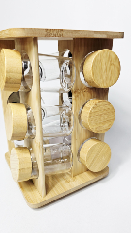 Set recipiente condimente cu suport bambus [2]