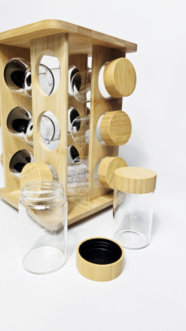 Set recipiente condimente cu suport bambus [1]