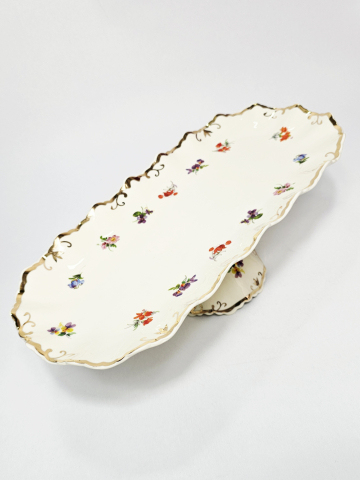 Platou pe picior din ceramica – decor floral [1]