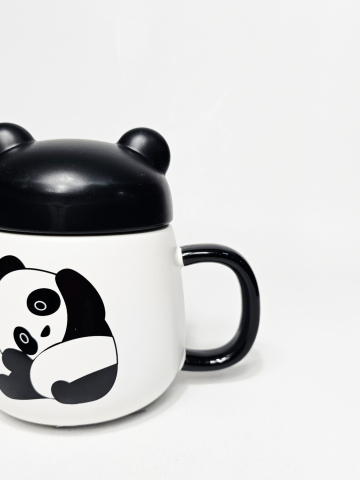 Cană ceramică 400 ml Panda cu capac [3]