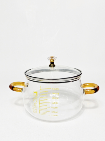 Oale transparente - Oală borosilicată 800 ml cu capac