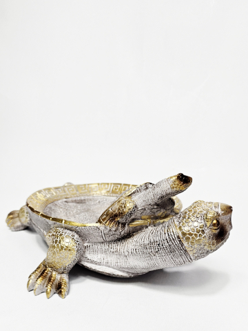 Decorațiune țestoasă cu suport, finisaj auriu și argintiu, simbol Feng Shui [2]