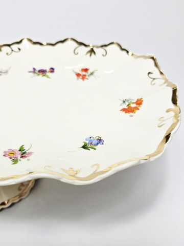 Platou pe picior din ceramica – decor floral [2]