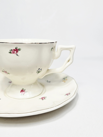 Bucatarie și Servire - Ceașcă ceramică 200 ml cu farfurioară – Model floral clasic