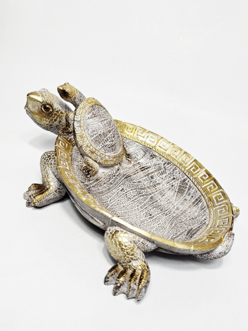 Decorațiune țestoasă cu suport, finisaj auriu și argintiu, simbol Feng Shui [3]