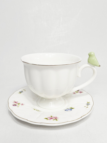 Set ceasca si farfurie Bird Green [4]