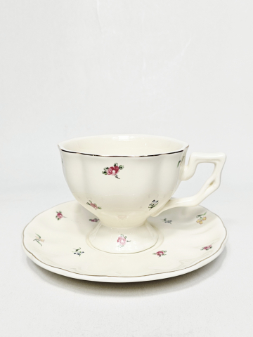 Ceașcă ceramică 200 ml cu farfurioară – Model floral clasic [1]