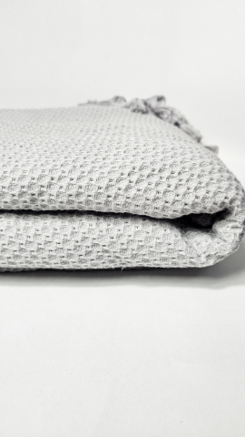 Pătură din bumbac, gri deschis cu ciucuri eleganți, dimensiune 220/240cm [2]