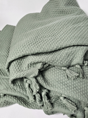Pătură din bumbac, mint cu ciucuri eleganți, dimensiune 220/240cm [3]