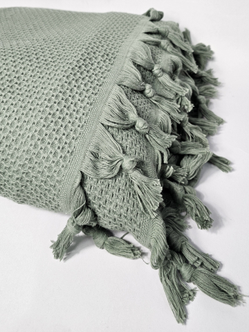 Pătură din bumbac, mint cu ciucuri eleganți, dimensiune 220/240cm [2]