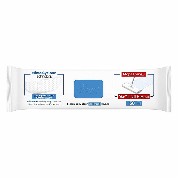 SLEEPY Lavete Umede pt Pardoseli cu Bicarbonat, Otet Alb, Eucalipt – Bleach Additive, 50 Buc [4]