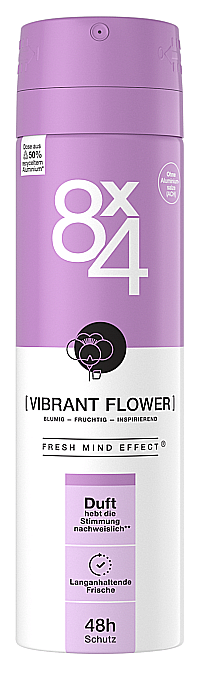 8X4 Spray Deodorant Antiperspirant 0% Aluminiu VIBRANT FLOWER 150 ml [1]