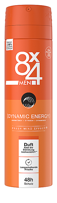 8X4 MEN Spray Deodorant Antiperspirant 0% Aluminiu DYNAMIC ENERGY 150 ml [1]