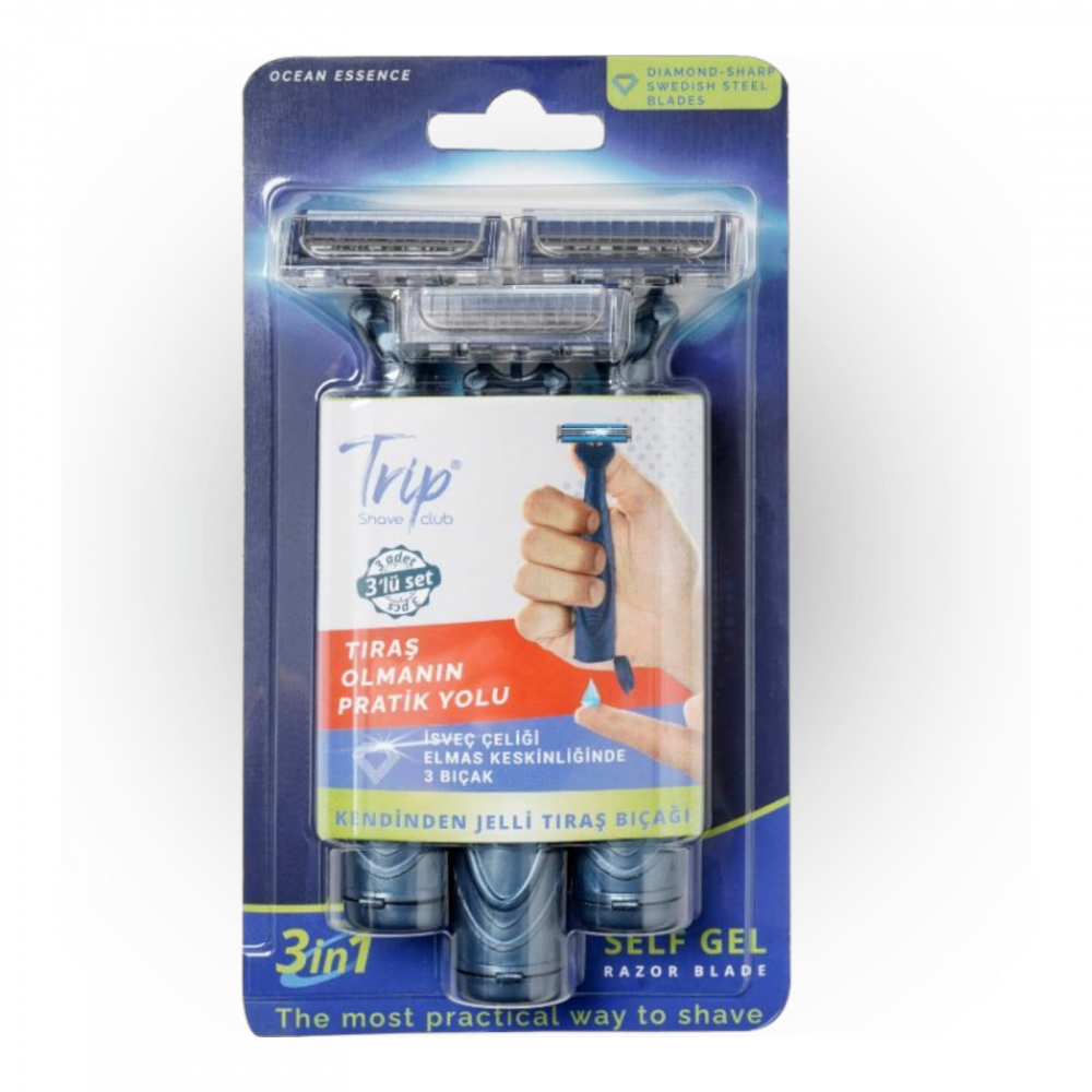 TRIP Shave Club Aparat cu Gel de Ras Integrat in Maner Ocean Set 3 buc [1]