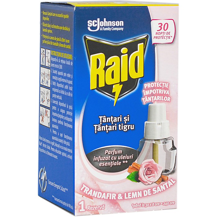 RAID Rezerva Lichid Anti-Tantari pt Aparat Electric Trandafir & Lemn de Santal 21ml (30 Nopti) [1]