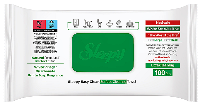 SLEEPY Servetele Umede Curatare Multisuprafete cu Bicarbonat, Otet Alb, Eucalipt - White Soap Additive, 100 Buc [2]