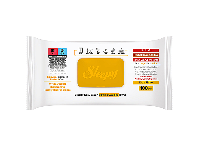 SLEEPY Servetele Umede Curatare Multisuprafete cu Bicarbonat, Otet Alb, Eucalipt - Herbal Soap Additive, 100 Buc [2]
